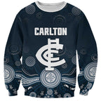 Custom Carlton Football Sweatshirt Go Blues Aboriginal Art - Aussie Hoodie