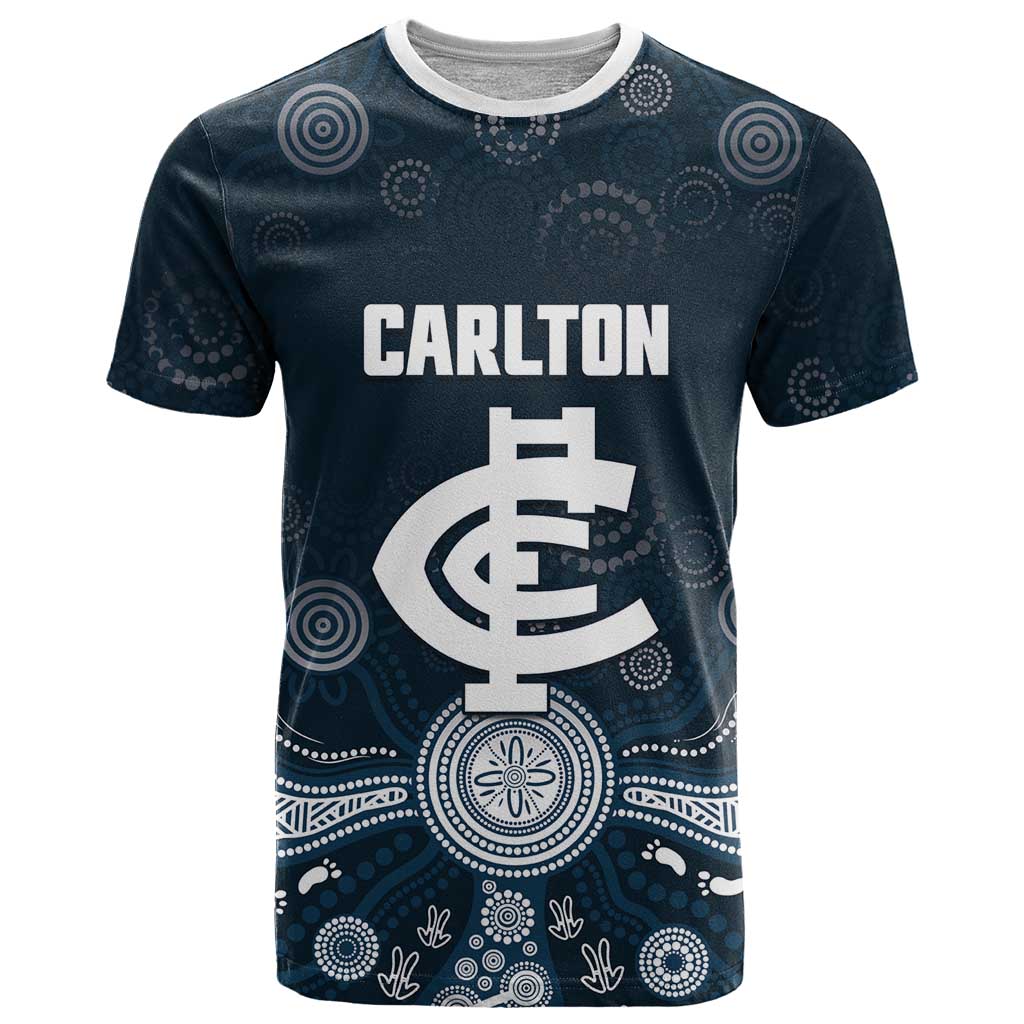 Custom Carlton Football T Shirt Go Blues Aboriginal Art - Aussie Hoodie