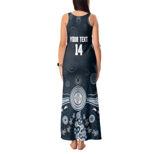 Custom Carlton Football Tank Maxi Dress Go Blues Aboriginal Art - Aussie Hoodie
