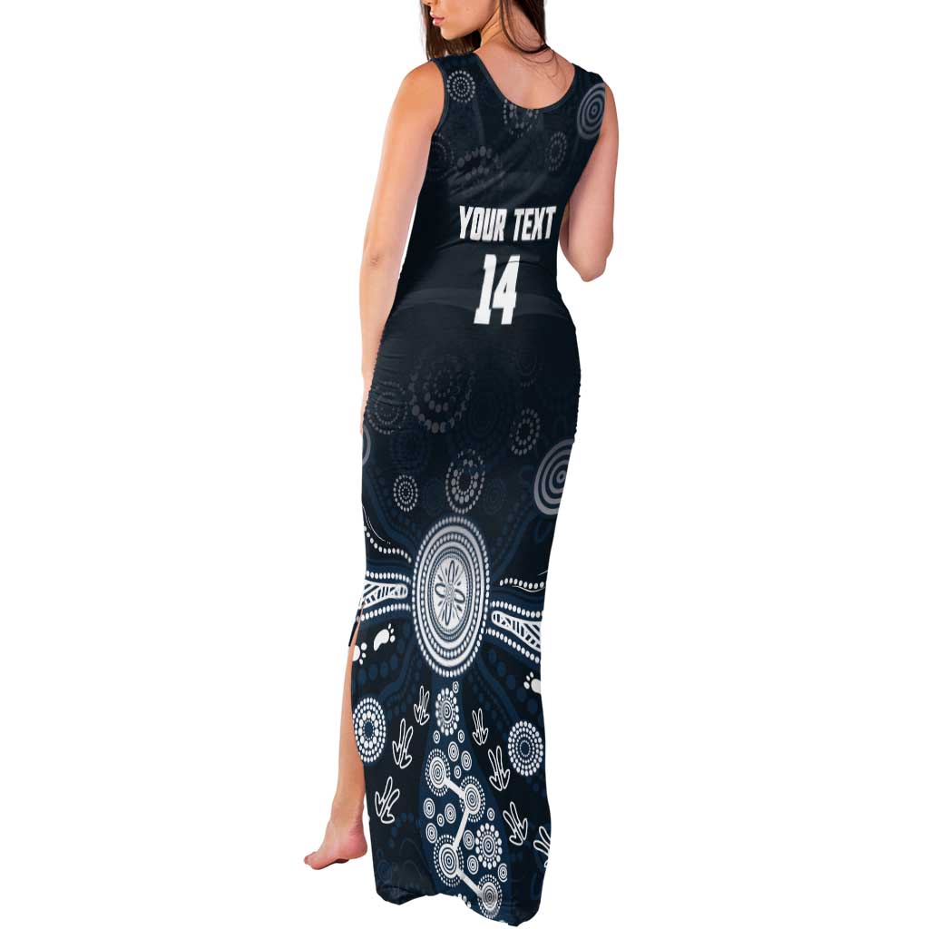 Custom Carlton Football Tank Maxi Dress Go Blues Aboriginal Art - Aussie Hoodie