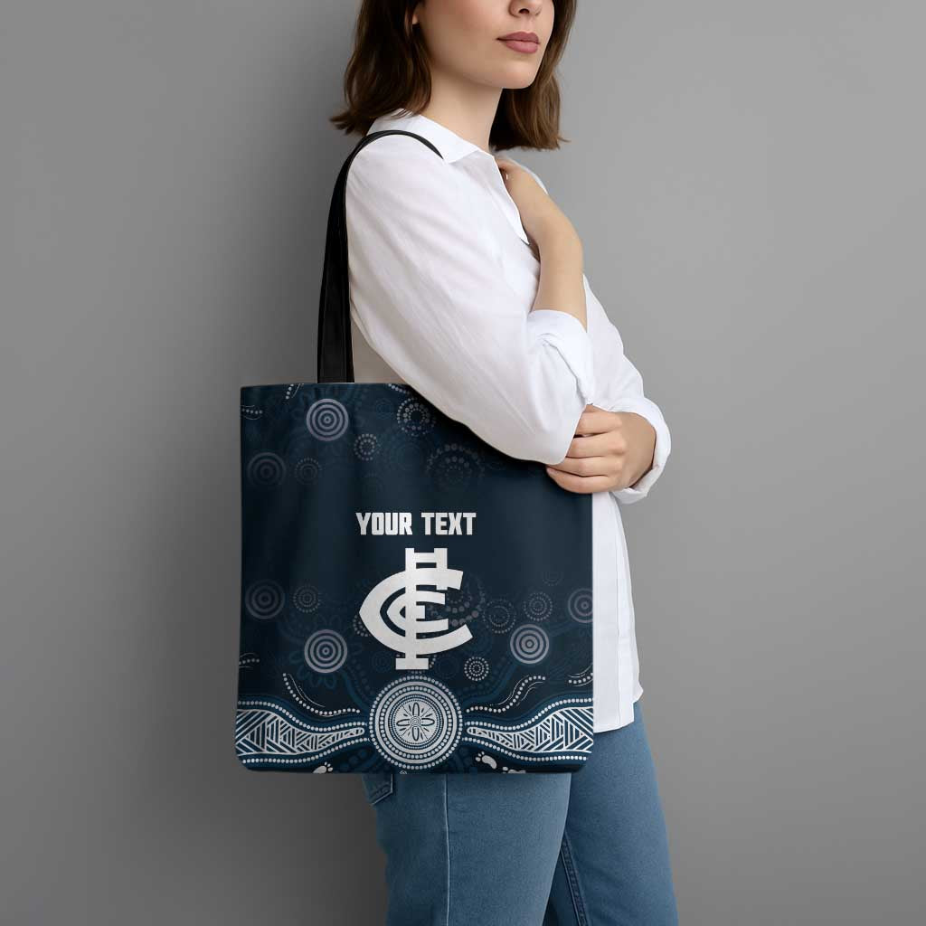 Custom Carlton Football Tote Bag Go Blues Aboriginal Art - Aussie Hoodie