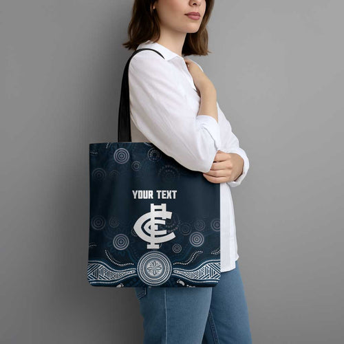 Custom Carlton Football Tote Bag Go Blues Aboriginal Art - Aussie Hoodie