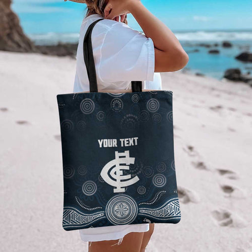 Custom Carlton Football Tote Bag Go Blues Aboriginal Art - Aussie Hoodie