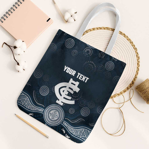 Custom Carlton Football Tote Bag Go Blues Aboriginal Art - Aussie Hoodie