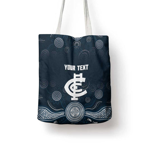 Custom Carlton Football Tote Bag Go Blues Aboriginal Art - Aussie Hoodie