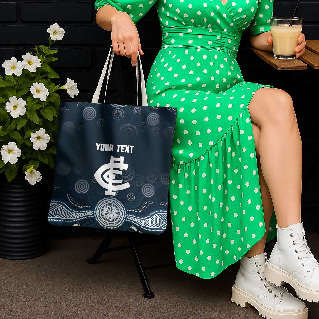 Custom Carlton Football Tote Bag Go Blues Aboriginal Art - Aussie Hoodie