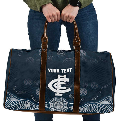 Custom Carlton Football Travel Bag Go Blues Aboriginal Art - Aussie Hoodie