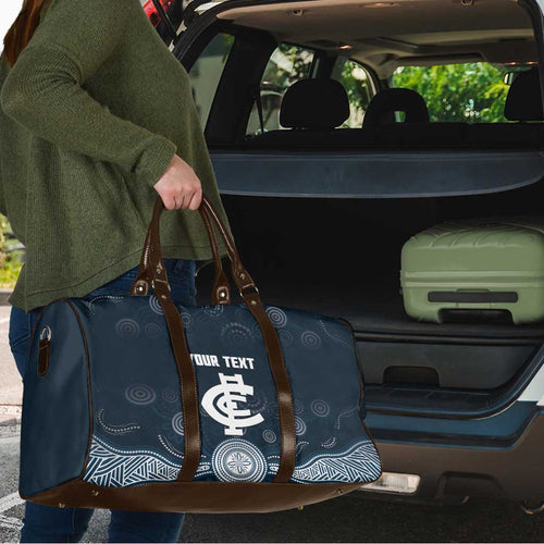 Custom Carlton Football Travel Bag Go Blues Aboriginal Art - Aussie Hoodie
