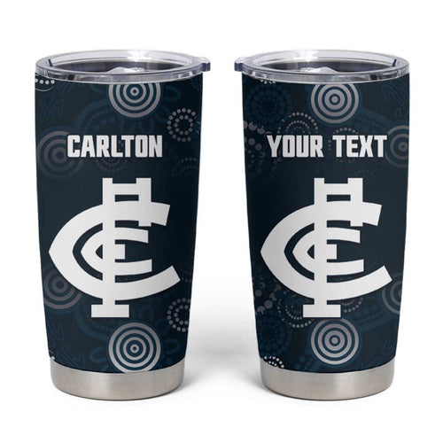 Custom Carlton Football Tumbler Cup Go Blues Aboriginal Art - Aussie Hoodie