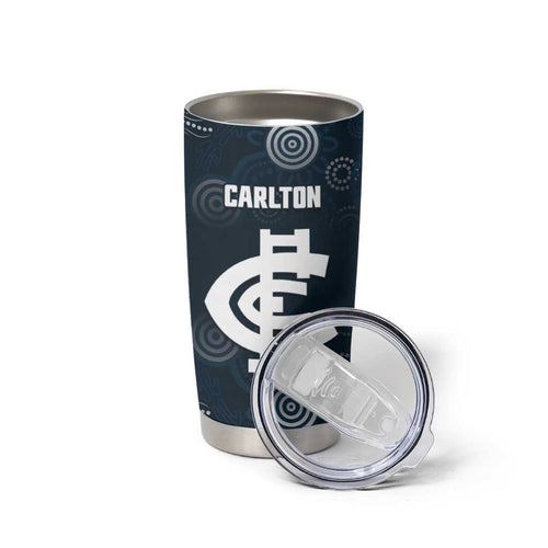 Custom Carlton Football Tumbler Cup Go Blues Aboriginal Art - Aussie Hoodie