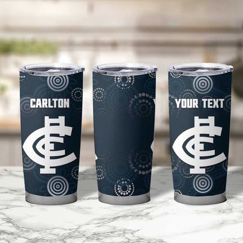 Custom Carlton Football Tumbler Cup Go Blues Aboriginal Art - Aussie Hoodie