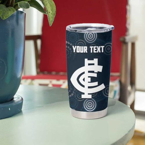 Custom Carlton Football Tumbler Cup Go Blues Aboriginal Art - Aussie Hoodie