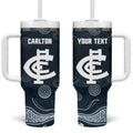 Custom Carlton Football Tumbler With Handle Go Blues Aboriginal Art - Aussie Hoodie