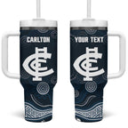 Custom Carlton Football Tumbler With Handle Go Blues Aboriginal Art - Aussie Hoodie