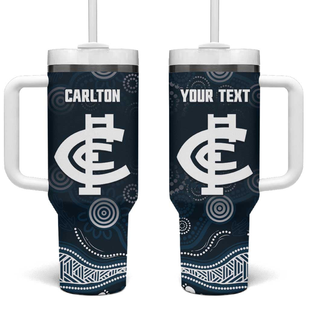 Custom Carlton Football Tumbler With Handle Go Blues Aboriginal Art - Aussie Hoodie