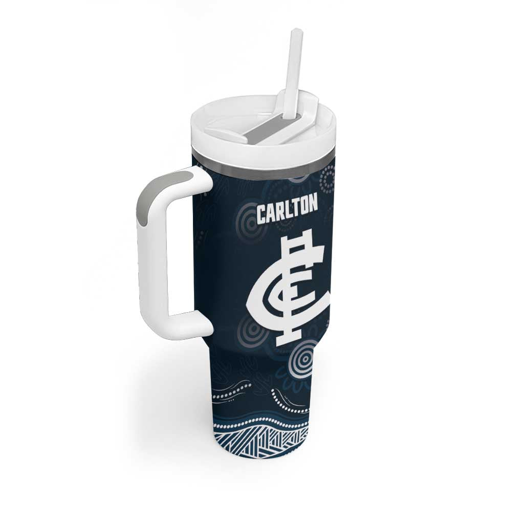Custom Carlton Football Tumbler With Handle Go Blues Aboriginal Art - Aussie Hoodie