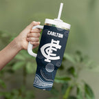 Custom Carlton Football Tumbler With Handle Go Blues Aboriginal Art - Aussie Hoodie