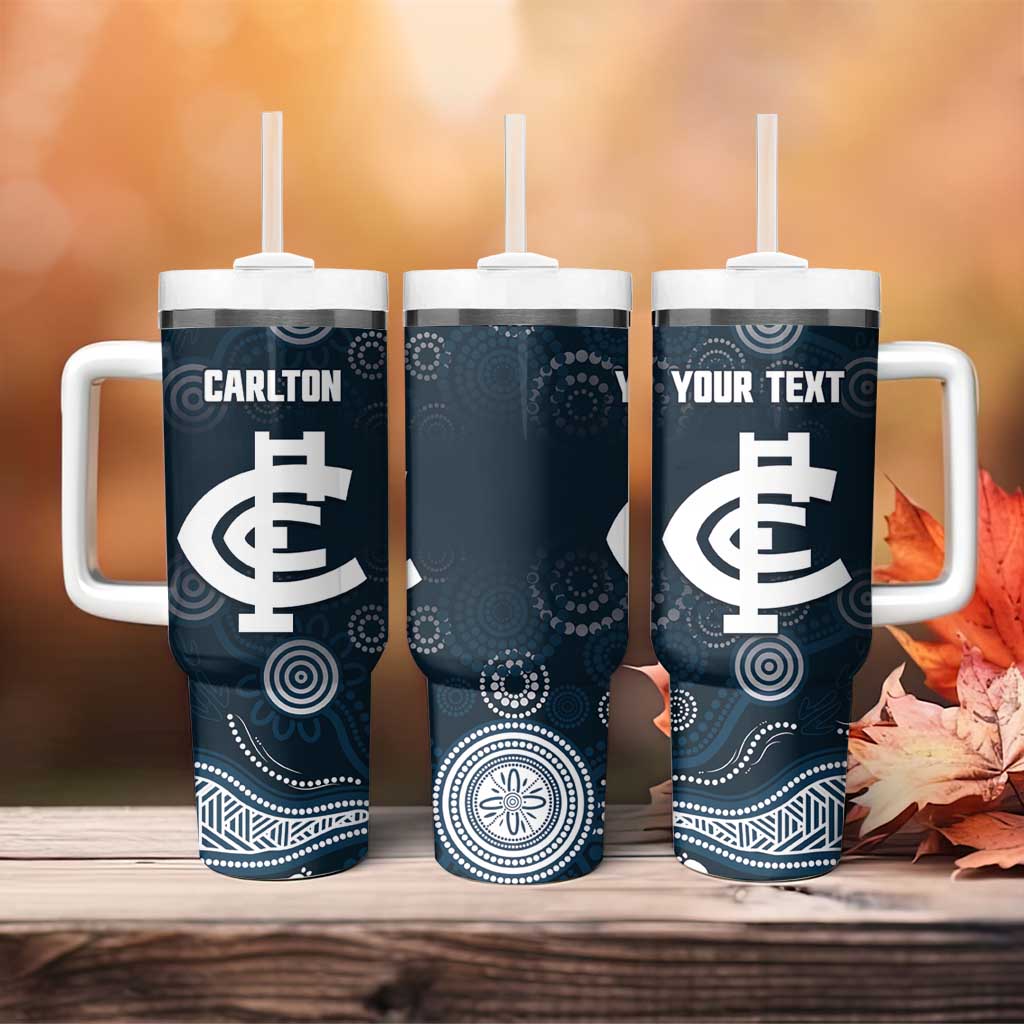 Custom Carlton Football Tumbler With Handle Go Blues Aboriginal Art - Aussie Hoodie