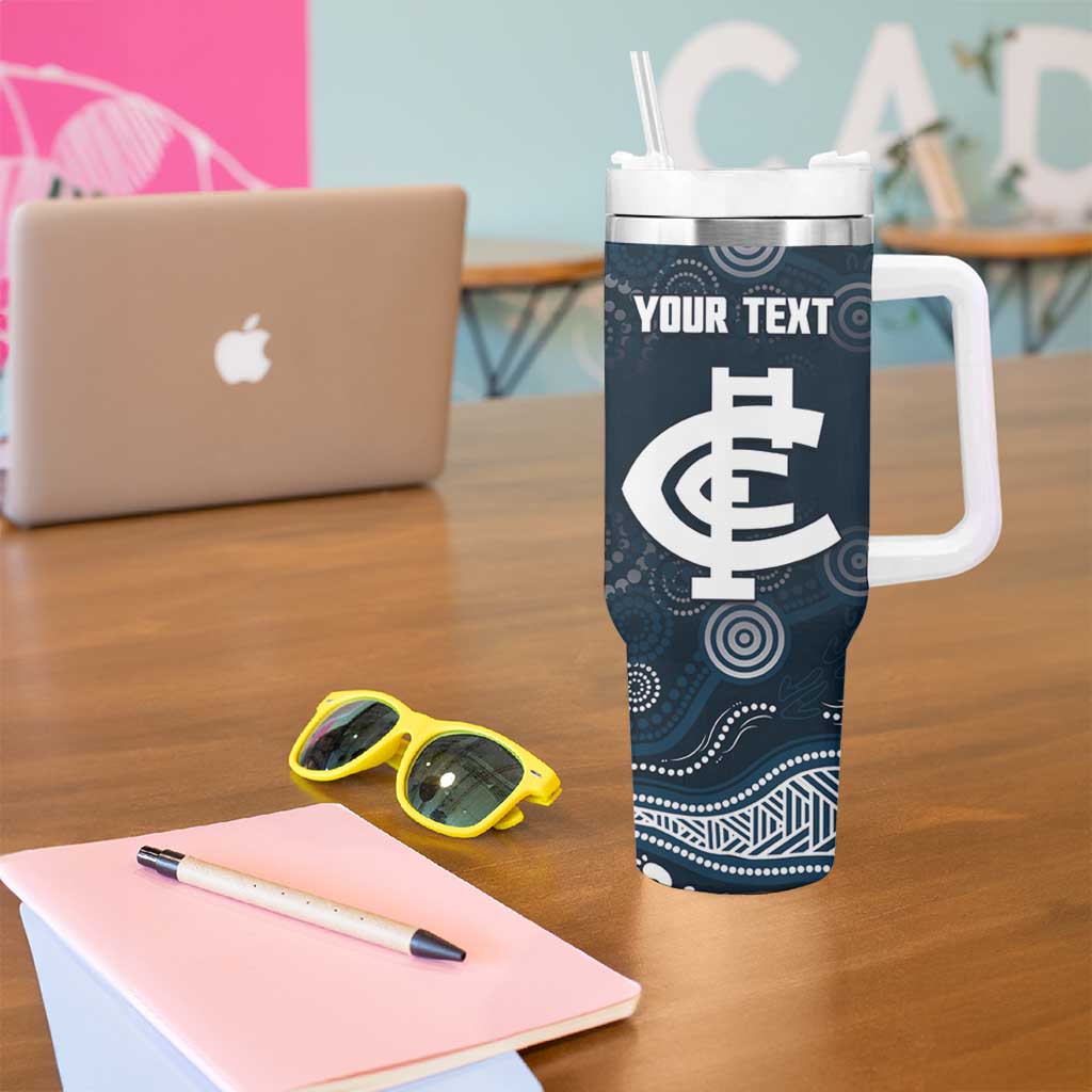 Custom Carlton Football Tumbler With Handle Go Blues Aboriginal Art - Aussie Hoodie