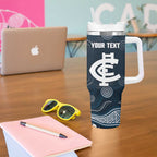 Custom Carlton Football Tumbler With Handle Go Blues Aboriginal Art - Aussie Hoodie
