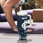 Custom Carlton Football Tumbler With Handle Go Blues Aboriginal Art - Aussie Hoodie