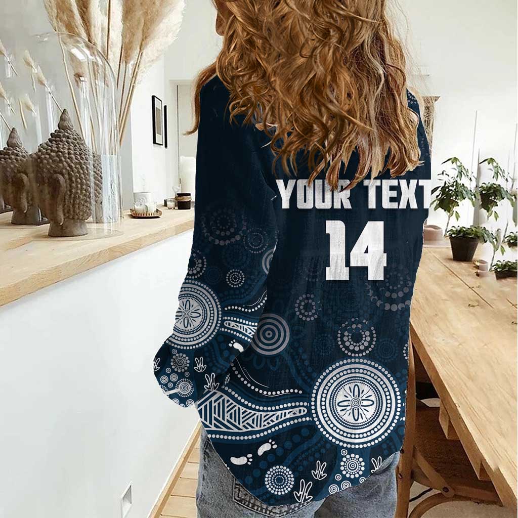 Custom Carlton Football Women Casual Shirt Go Blues Aboriginal Art - Aussie Hoodie