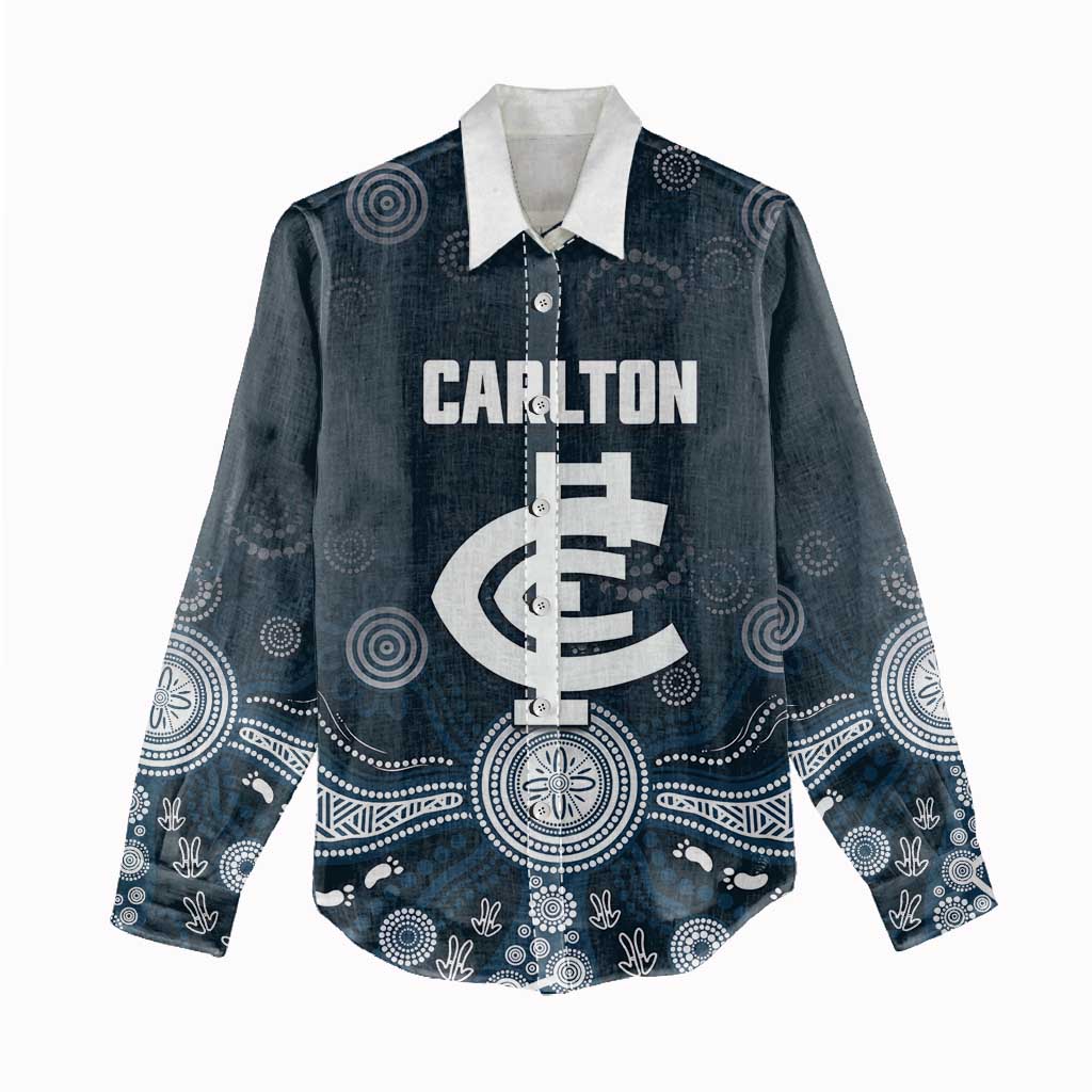 Custom Carlton Football Women Casual Shirt Go Blues Aboriginal Art - Aussie Hoodie