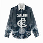 Custom Carlton Football Women Casual Shirt Go Blues Aboriginal Art - Aussie Hoodie