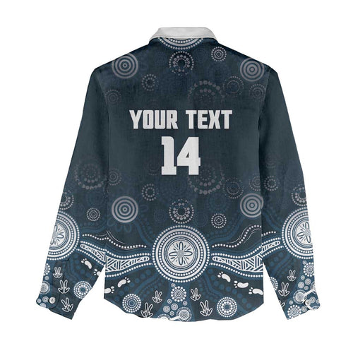 Custom Carlton Football Women Casual Shirt Go Blues Aboriginal Art - Aussie Hoodie