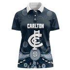 Custom Carlton Football Women Polo Shirt Go Blues Aboriginal Art - Aussie Hoodie