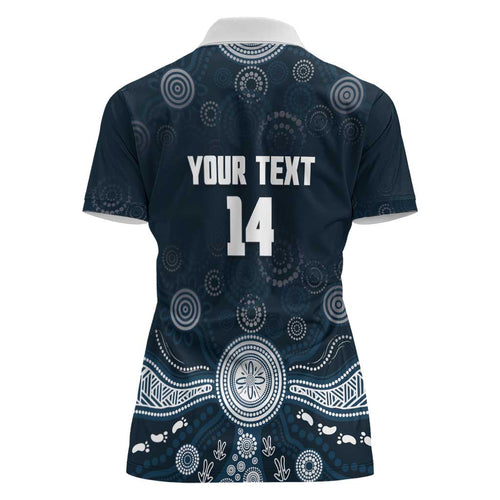 Custom Carlton Football Women Polo Shirt Go Blues Aboriginal Art - Aussie Hoodie