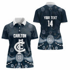 Custom Carlton Football Women Polo Shirt Go Blues Aboriginal Art - Aussie Hoodie