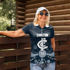 Custom Carlton Football Women Polo Shirt Go Blues Aboriginal Art - Aussie Hoodie