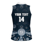 Custom Carlton Football Women Sleeveless Polo Shirt Go Blues Aboriginal Art - Aussie Hoodie