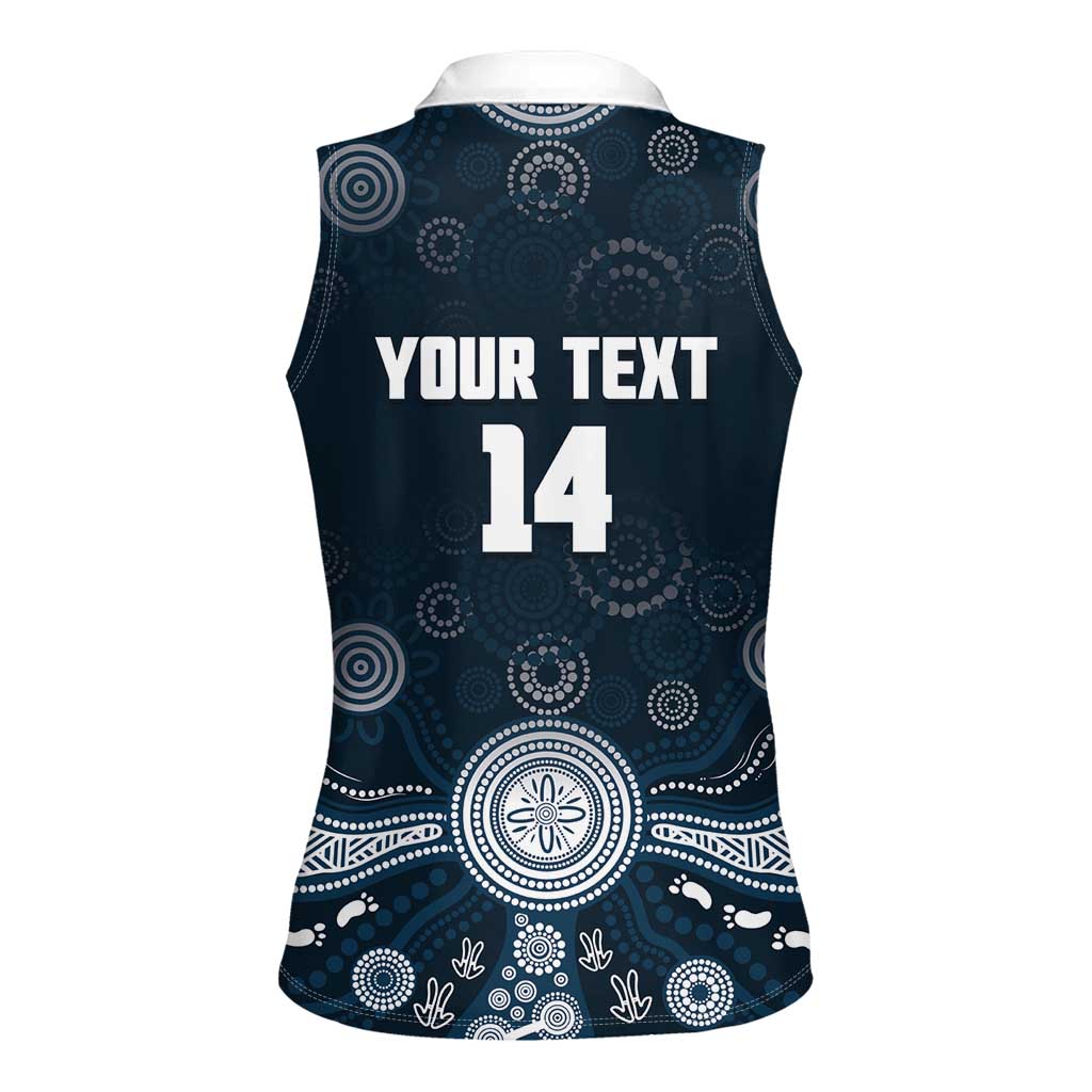 Custom Carlton Football Women Sleeveless Polo Shirt Go Blues Aboriginal Art - Aussie Hoodie