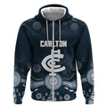 Custom Carlton Football Zip Hoodie Go Blues Aboriginal Art - Aussie Hoodie