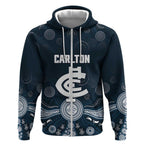 Custom Carlton Football Zip Hoodie Go Blues Aboriginal Art - Aussie Hoodie