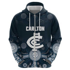 Custom Carlton Football Zip Hoodie Go Blues Aboriginal Art - Aussie Hoodie