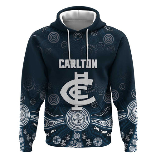 Custom Carlton Football Zip Hoodie Go Blues Aboriginal Art - Aussie Hoodie