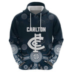 Custom Carlton Football Zip Hoodie Go Blues Aboriginal Art - Aussie Hoodie