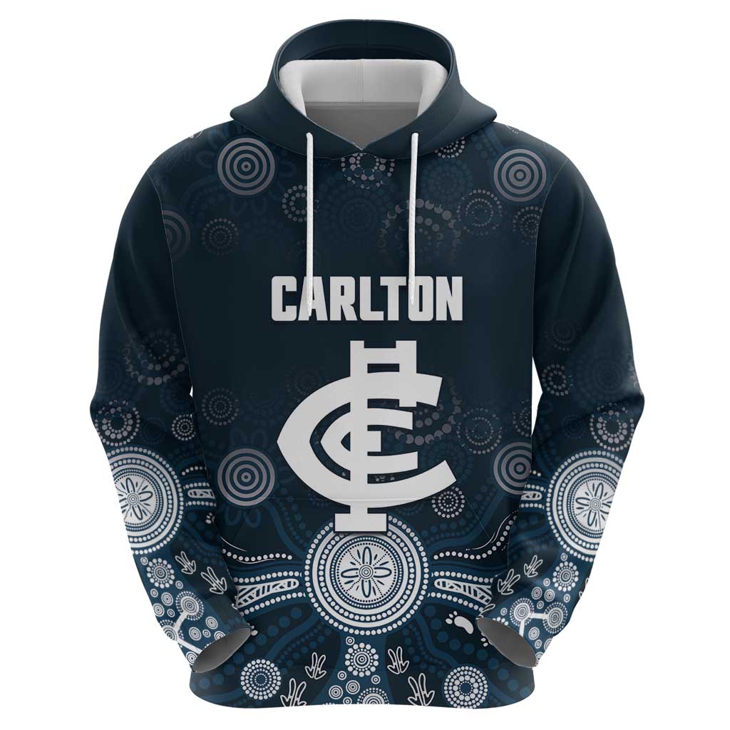Custom Carlton Football Zip Hoodie Go Blues Aboriginal Art - Aussie Hoodie