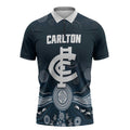 Custom Carlton Football Zipper Polo Shirt Go Blues Aboriginal Art - Aussie Hoodie