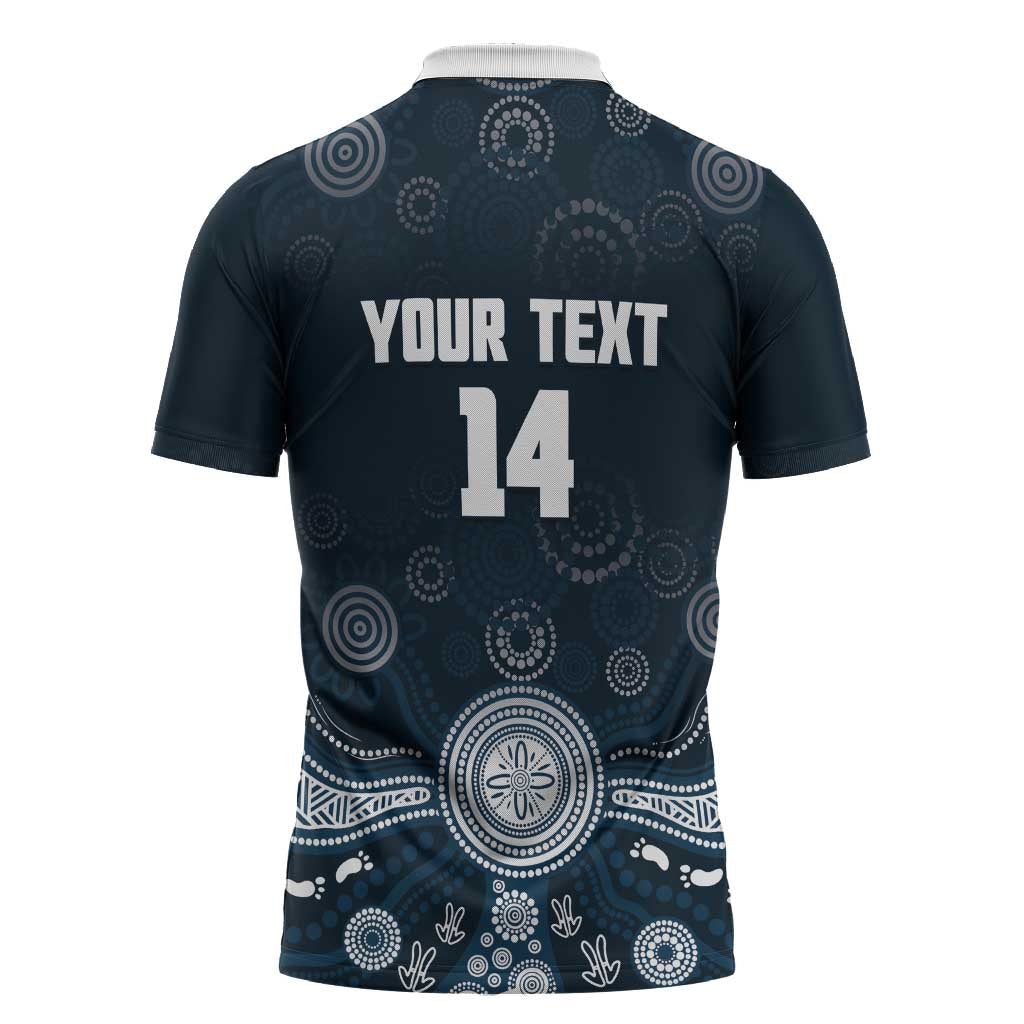 Custom Carlton Football Zipper Polo Shirt Go Blues Aboriginal Art - Aussie Hoodie