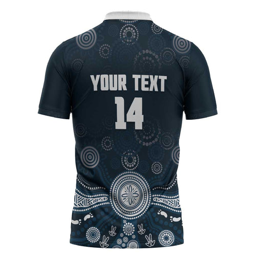 Custom Carlton Football Zipper Polo Shirt Go Blues Aboriginal Art - Aussie Hoodie