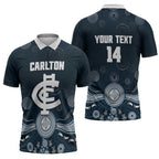 Custom Carlton Football Zipper Polo Shirt Go Blues Aboriginal Art - Aussie Hoodie