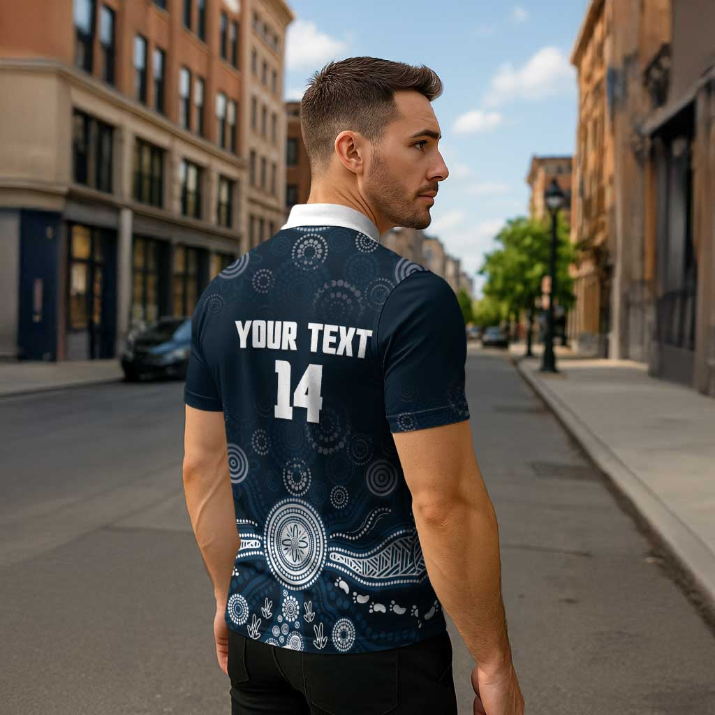 Custom Carlton Football Zipper Polo Shirt Go Blues Aboriginal Art - Aussie Hoodie