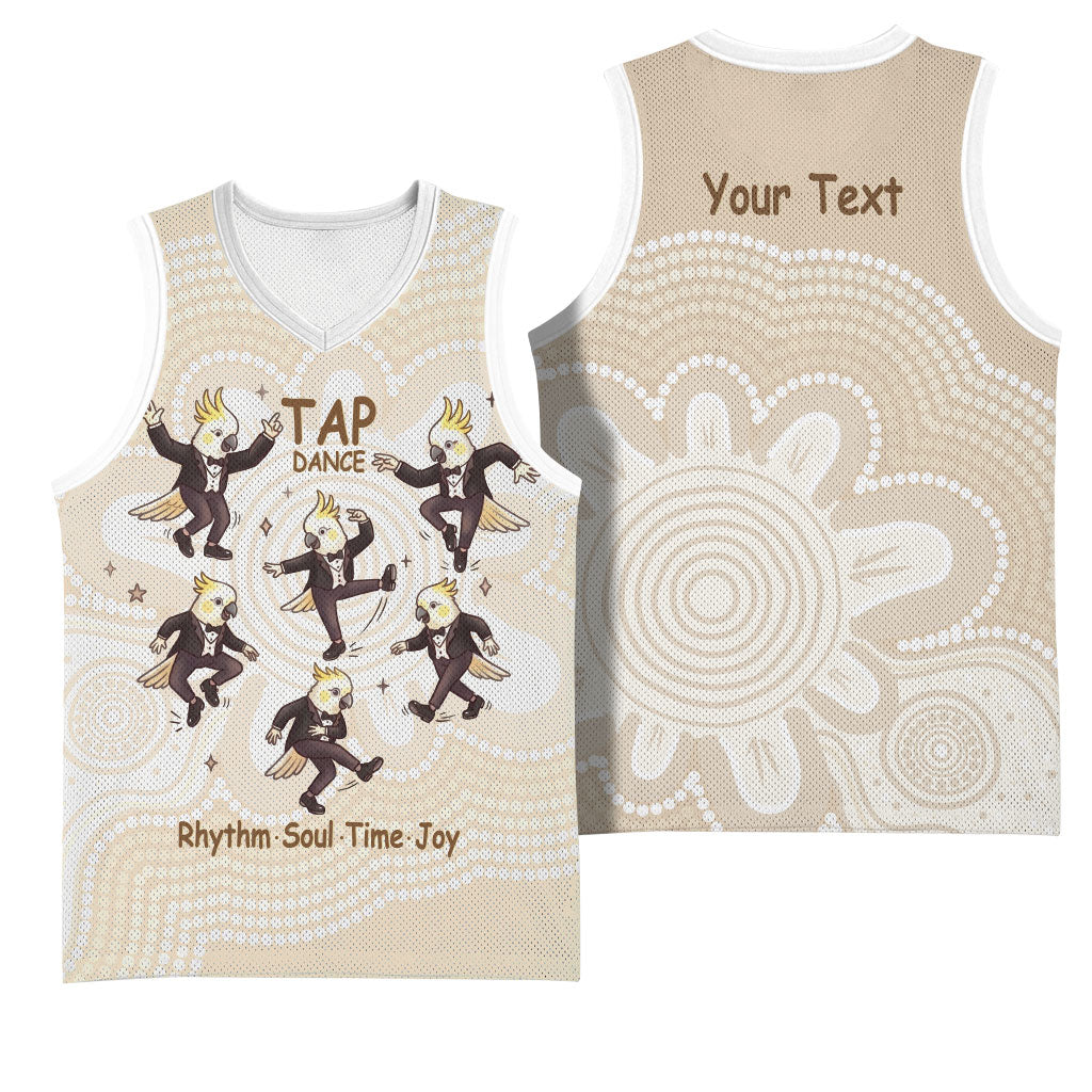 Tap Dance Australia Personalised Basketball Jersey Yellow-crested Cockatoo Indigenous Art