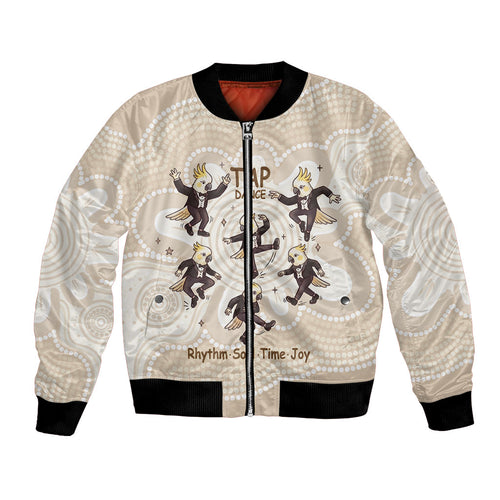 Tap Dance Australia Personalised Bomber Jacket Yellow-crested Cockatoo Indigenous Art
