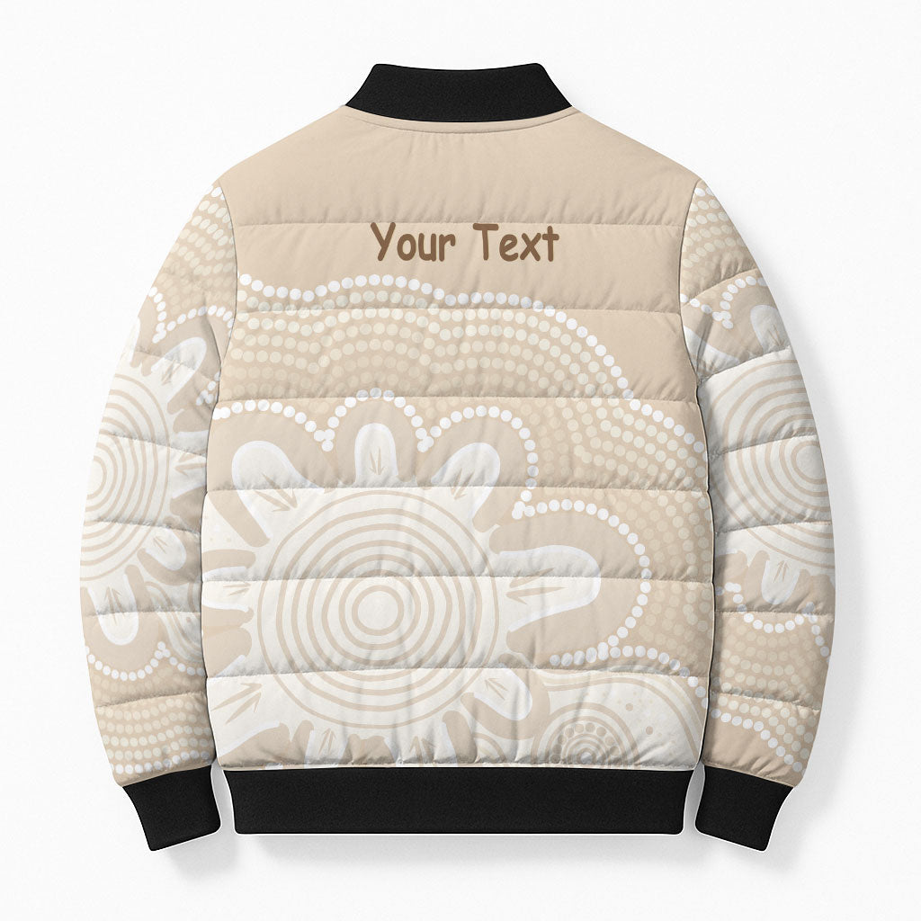 Tap Dance Australia Personalised Bomber Puffer Jacket Yellow-crested Cockatoo Indigenous Art