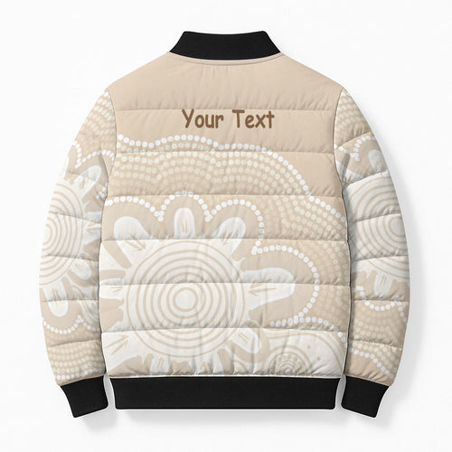 Tap Dance Australia Personalised Bomber Puffer Jacket Yellow-crested Cockatoo Indigenous Art